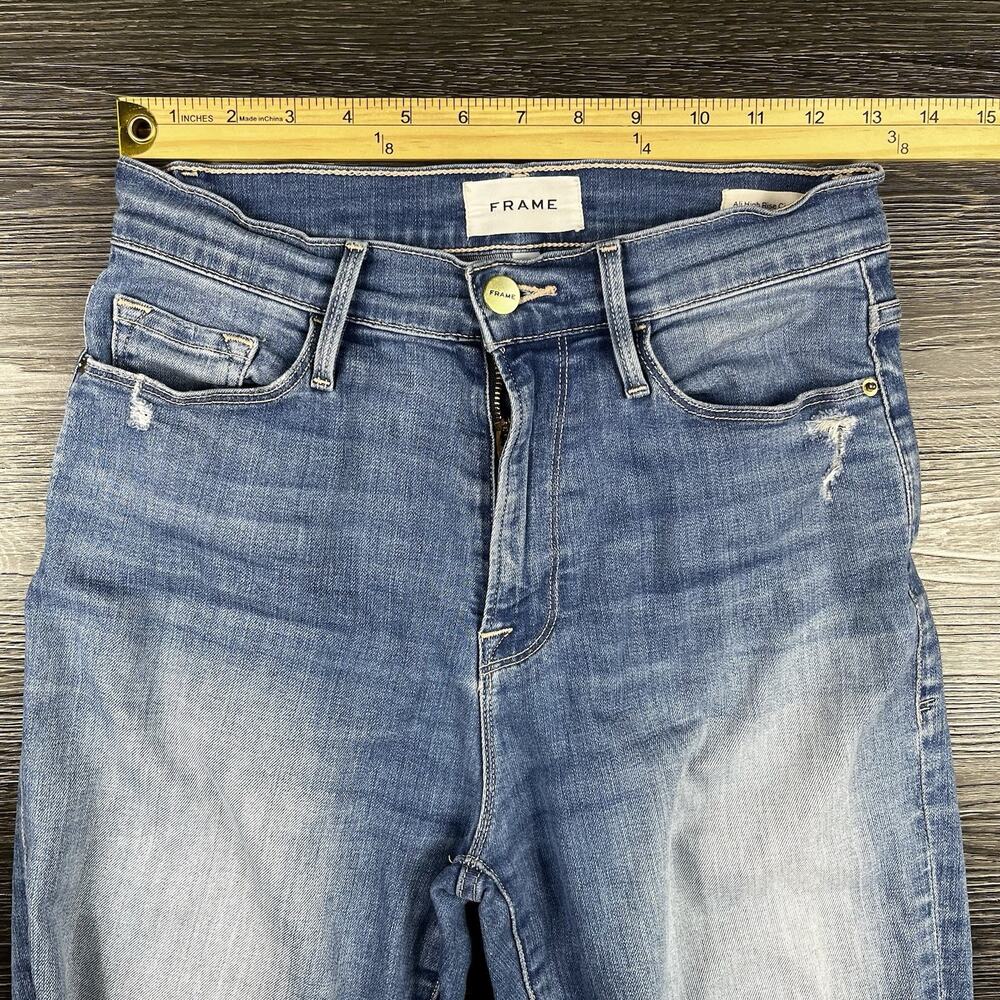 FRAME Denim Womens Ali High Rise Cigarette Jeans Medium Wash Stretch Size 26 - Picture 8 of 13